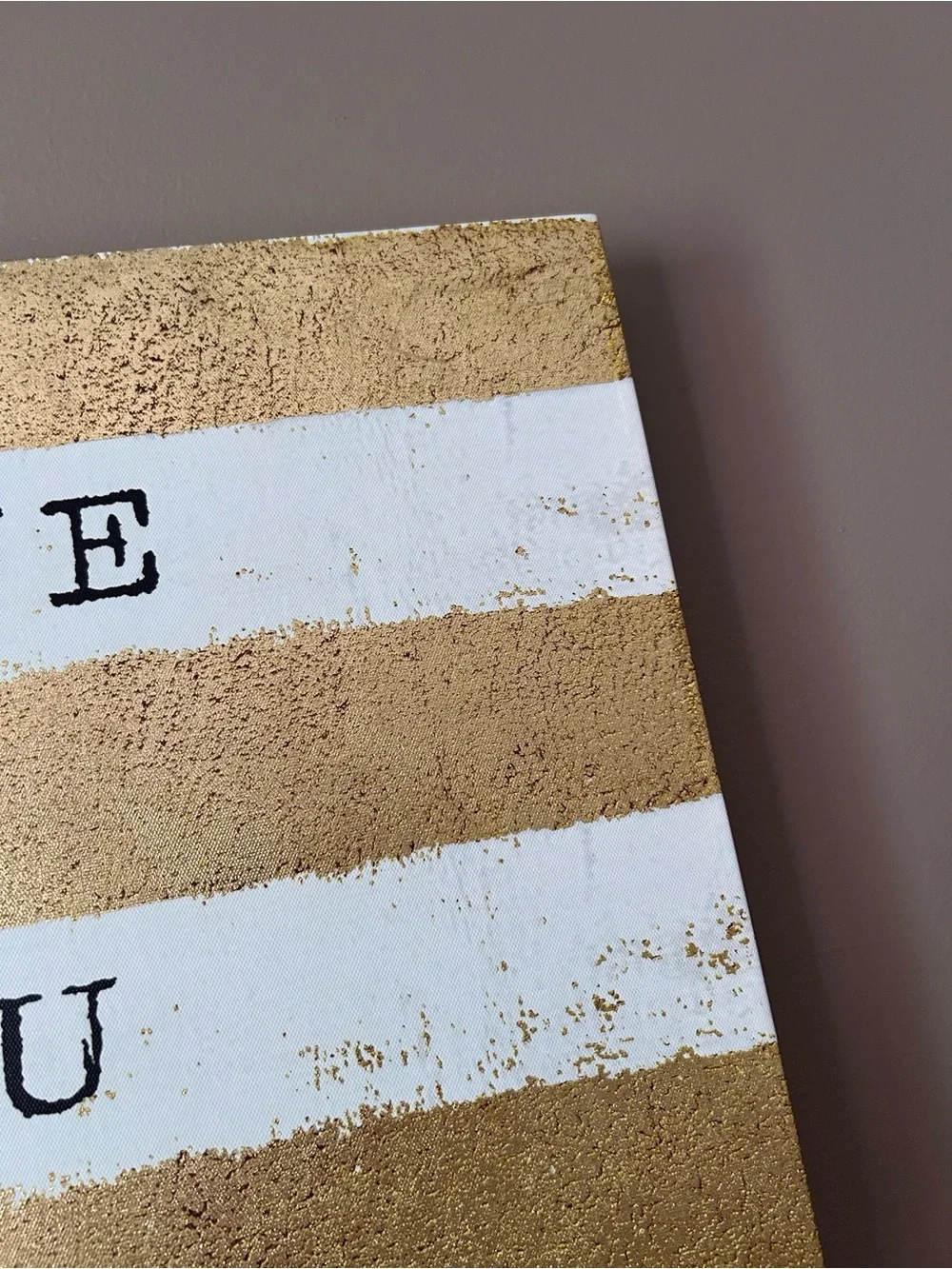 Love You Madly Striped Wall Art - Gold and White- 18IN WIDTH & 18IN HEIGHT